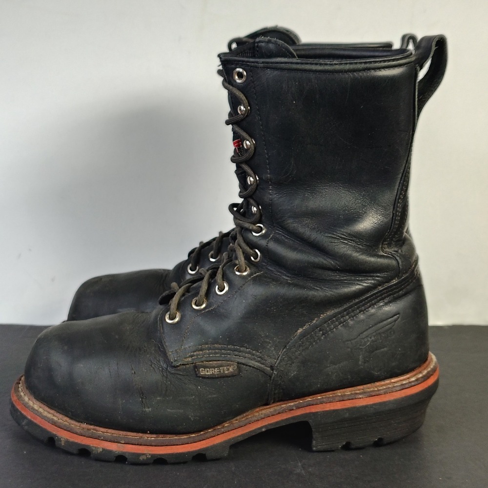 Red Wing Mens Logger Boots 9.5 EE Black Leather Gore-Tex Steel Toe Work 4420 - Picture 4 of 14